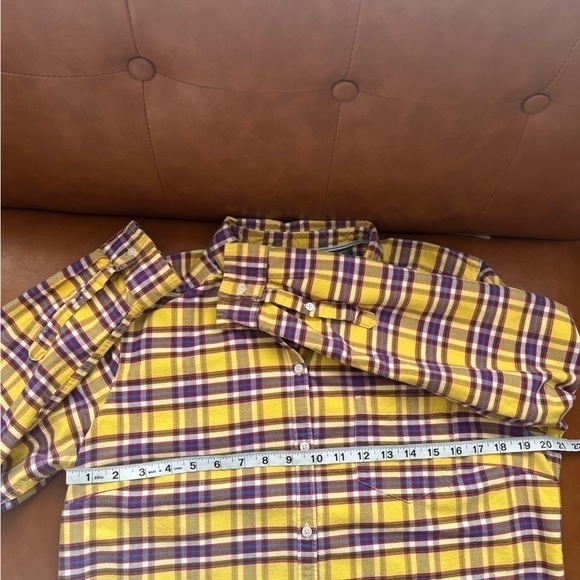 Eddie Bauer Women’s 100% Cotton Yellow Purple
Plaid Button Down Shirt size XL - Picture 6 of 7